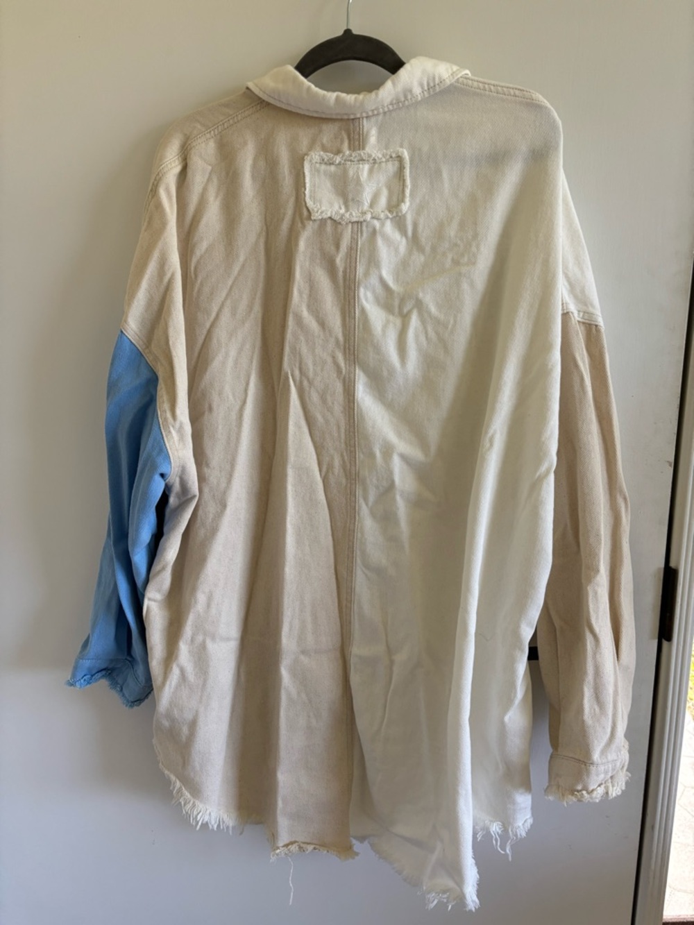 POL two-tone cream blue white corduroy oversized shirt shacket spring summer - Picture 4 of 9